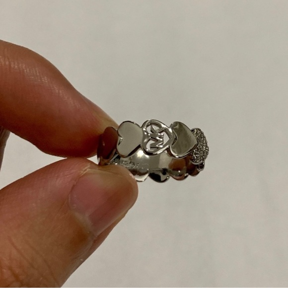 Michael Kors Silver-Tone Heart Eternity Ring Band Size 7 - Picture 5 of 13